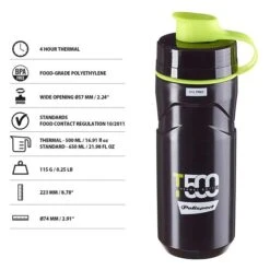 POLISPORT Bidon Cycliste Isothermal T500 500Ml Avec Capuchon Protecteur Noir -Vélo Équipement Magasin bidon cycliste isothermal t500 500ml avec capuchon protecteur noir 3