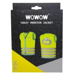 GILET DE SECURITE VELO ENFANT HAUTE VISIBILITÉ WOWOW CRAZY MONSTER JAUNE -Vélo Équipement Magasin gilet de securite velo enfant haute visibilite wowow crazy monster jaune 2