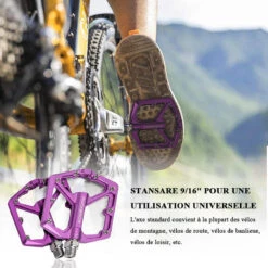 ROCKBROS Pédale Vélo En Alliage D'aluminium Pour Vélo Bicyclette Cyclisme VTT Violet -Vélo Équipement Magasin pedale velo en alliage daluminium pour velo bicyclette cyclisme vtt violet 5