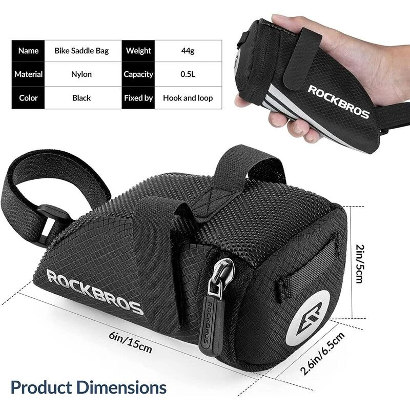 ROCKBROS Sacoche De Selle C28 Nylon Noir 4 ROCKBROS Sacoche De Selle C28 Nylon Noir – Image 2