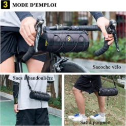 ROCKBROS Sacoche De Vélo/VTT/VTC Cadre Sac De Guidon Vélo 2,4L Sac à Bandoulière Noir -Vélo Équipement Magasin sacoche de velovttvtc cadre sac de guidon velo 24l sac a bandouliere noir 5