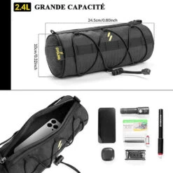 ROCKBROS Sacoche De Vélo/VTT/VTC Cadre Sac De Guidon Vélo 2,4L Sac à Bandoulière Noir -Vélo Équipement Magasin sacoche de velovttvtc cadre sac de guidon velo 24l sac a bandouliere noir 6